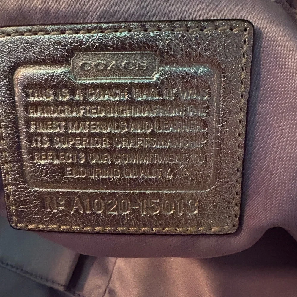 Coach 15013 Julia Op Art Metallic Gold Logo Jacquard & Leather Shoulder Tote Bag
